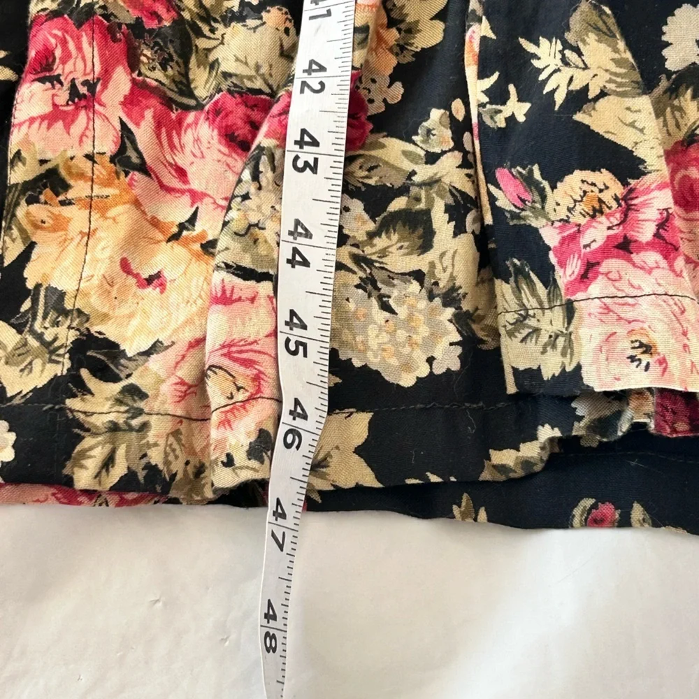 Vintage 90s Cottagecore Dark Floral Sailor Collar Midi Dress Size 7/8
